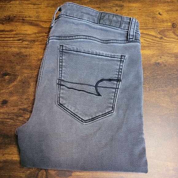 American Eagle 2 R Next Level Stretch Jegging Hi Rise Charcoal Wash Denim - Picture 3 of 11